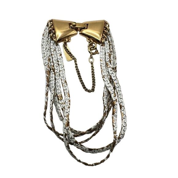 MONET 5 Piece Vintage Jewelry Lot 3 Bracelets 2 Necklaces Silver Tone and White - Picture 2 of 9